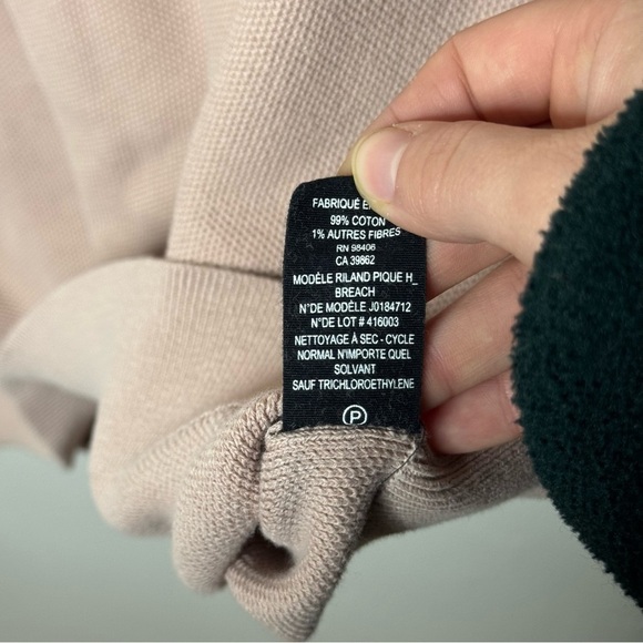 Theory Riland Pique H.Breach Cotton Sweater Blush Pink Long Sleeve Knit - Picture 8 of 8